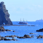 南伊豆町　黒船と神子元島の灯台
