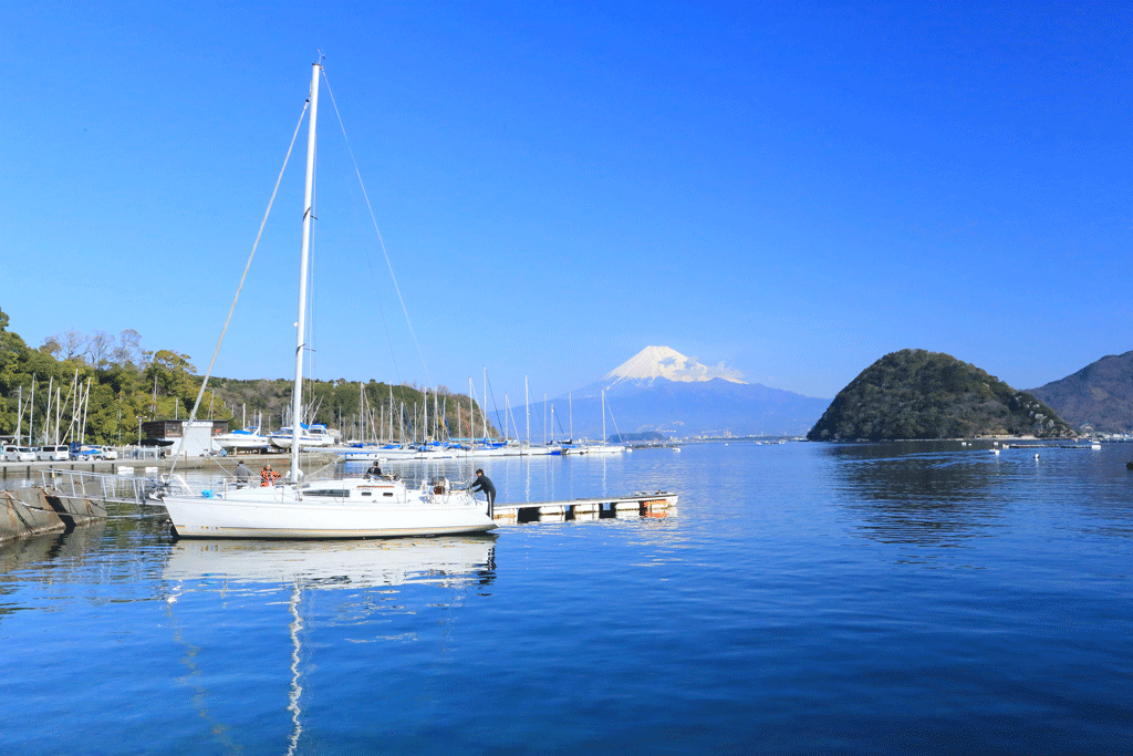 沼津市「戸田港」港内からの富士