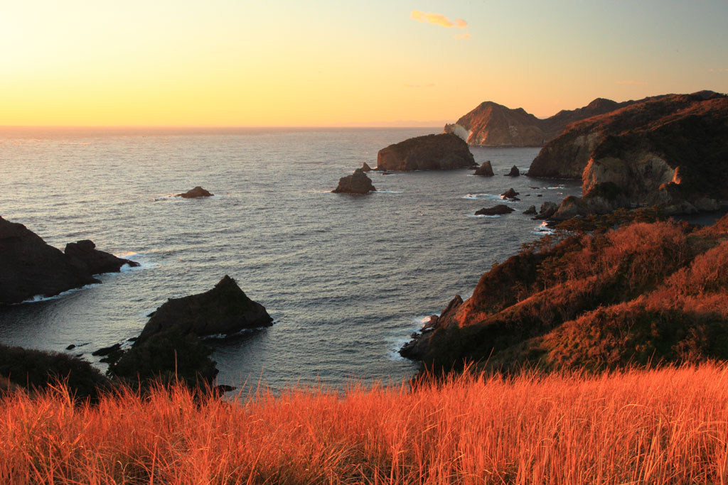 南伊豆「あいあい岬(愛逢岬)」赤く染まる夕景