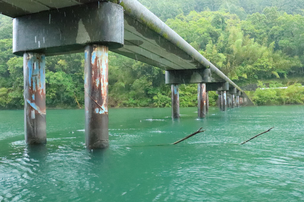 四国周遊「四万十川遊覧」沈下橋を川面から見上げる