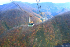 新潟県「田代ロープウェイ」山頂直下の紅葉風景