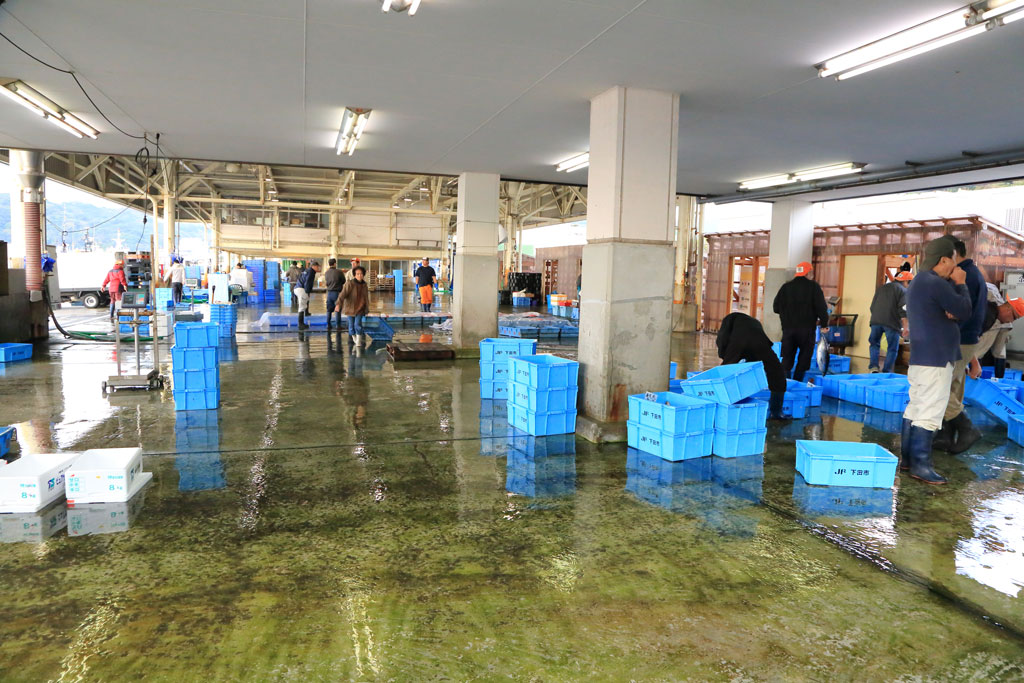 下田市「下田市魚市場」セリ終了の市場内